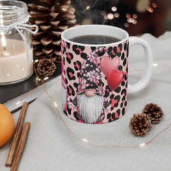 Mug de Saint-Valentin avec Lutins Romantiques et Motif Léopard Amoureux