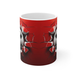Mug Football 3D - Ballon de Foot Percutant Effet Dynamique Rouge - Cadeau Parfait pour Fans, Joueurs et Supporters Sportifs
