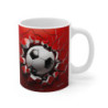 Mug Football 3D - Ballon de Foot Percutant Effet Dynamique Rouge - Cadeau Parfait pour Fans, Joueurs et Supporters Sportifs