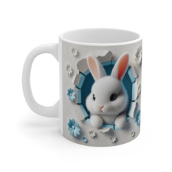 Mug Lapin Blanc et Fleurs...