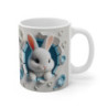 Mug Lapin Blanc et Fleurs Bleues - Design Doux et Printanier - Cadeau Idéal pour Amoureux des Animaux