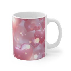Mug avec Design Romantique de Cœurs Roses Brillants – Parfait pour Cadeaux et Décor