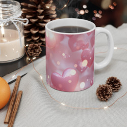 Mug avec Design Romantique de Cœurs Roses Brillants – Parfait pour Cadeaux et Décor