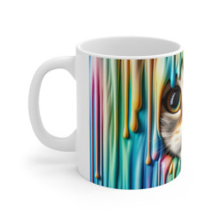 Mug  Tasse Animale avec Design Artistique de Chat – Motif Peinture Colorée et Abstraite