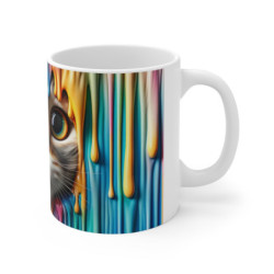 Mug  Tasse Animale avec Design Artistique de Chat – Motif Peinture Colorée et Abstraite