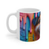 Mug Tasse Coloré Artistique avec Design de Chien – Motif Peinture Multicolore Abstraite