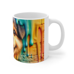 Mug Tasse Coloré Artistique avec Design de Chien – Motif Peinture Multicolore Abstraite