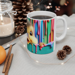 Mug Tasse avec Design de Canard et Couleurs Arc-en-Ciel – Motif Peinture Abstraite