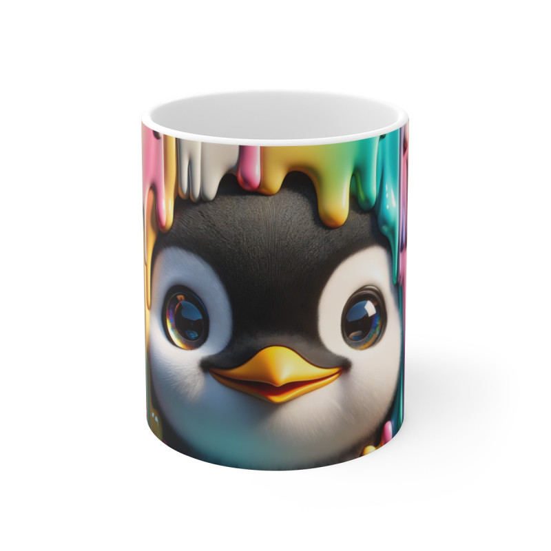 Mug Tasse Coloré Pingouin Multicolore – Design Unique avec Effet Peinture Éclatante