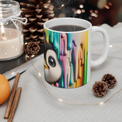 Mug Tasse Coloré Pingouin Multicolore – Design Unique avec Effet Peinture Éclatante