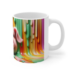 Mug Tasse Coloré Cochon Multicolore – Illustration Drôle et Unique avec Effet de Peinture Artistique