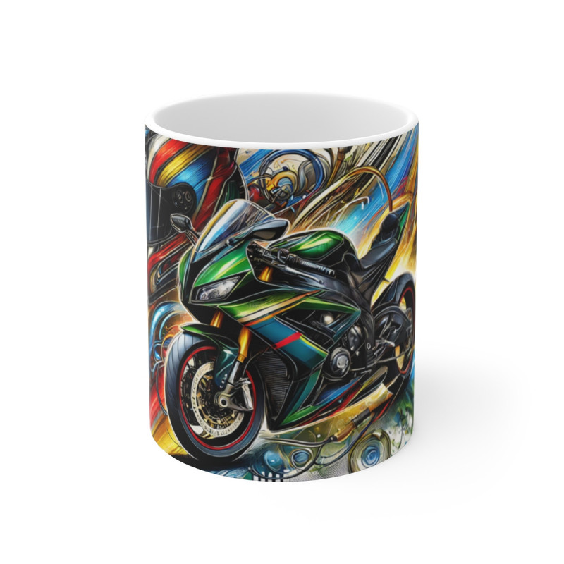 Mug Tasse Moto Art – Design Coloré et Dynamique pour Passionnés de Moto, Motard