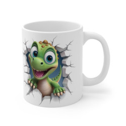 Mug Tasse Dino Mignon – Design Unique avec Dinosaure Enfantin et Effet Mur Brisé pour enfant et adulte