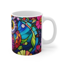 Mug Tasse  Chouette en Vitrail – Design Artistique et Coloré