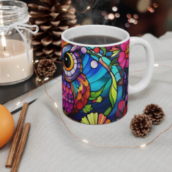 Mug Tasse  Chouette en Vitrail – Design Artistique et Coloré