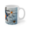 Mug Tasse Poisson-Clown Orange Tropical avec Fleurs Blanches - Design 3D Marin et Floral