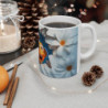 Mug Tasse Poisson-Clown Orange Tropical avec Fleurs Blanches - Design 3D Marin et Floral