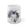 Mug Tasse Lapin Blanc En 3D - Design Mignon et Moderne avec Effet Mur Brisé