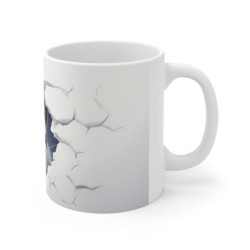 Mug Tasse Lapin Blanc En 3D - Design Mignon et Moderne avec Effet Mur Brisé