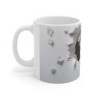 Mug Tasse Animal Chien Blanc Mignon - Design 3D avec Fleurs Blanches et Effet Mur Brisé
