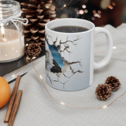 Mug Aigle Royal - Design 3D Intense avec Effet Mur Brisé et Ciel Bleu