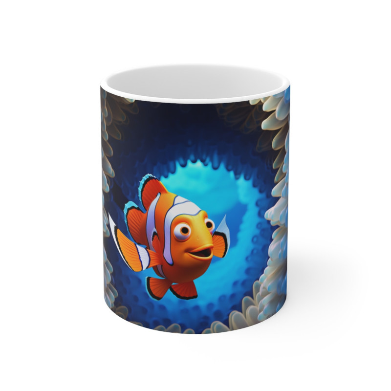 Mug Tasse Poisson Clown - Illustration 3D de Récif Corallien et Anémones Marines