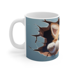 Mug Tasse Animal Chaton Adorable - Illustration 3D de Chat en Brique Cassée Idée cadeau