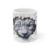 Mug Tasse Léopard des Neiges 3D - Design Hyperréaliste, Effet Mur Brisé, Félin Majestueux