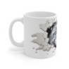 Mug Tasse Léopard des Neiges 3D - Design Hyperréaliste, Effet Mur Brisé, Félin Majestueux