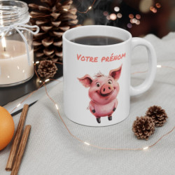 Mug Tasse Personnalisable Cochon Rieur – Ajoutez Votre Prénom, Cadeau Drôle et Original pour enfant et adulte