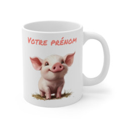 Mug Tasse Animal Personnalisable Cochon Mignon – Cadeau Unique et Drôle avec Prénom