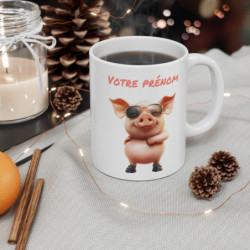 Mug Tasse Personnalisé Prénom – Design Cochon Cool – Cadeau Humour et Originalité drôle fun