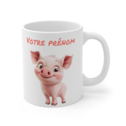 Mug Tasse Animal Personnalisé Prénom – Petit Cochon Mignon – Idée Cadeau Unique et Original