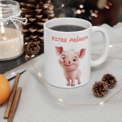 Mug Tasse Animal Personnalisé Prénom – Petit Cochon Mignon – Idée Cadeau Unique et Original