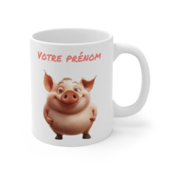 Mug Tasse Personnalisé avec Prénom Petiit Cochon Rigolo Céramique Haute Qualité  Idée Cadeau Unique