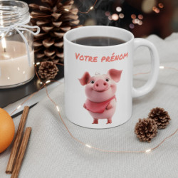Mug Tasse Personnalisable avec Prénom - Adorable Cochon Rose Céramique Premium  Idée Cadeau Unique et Drôle