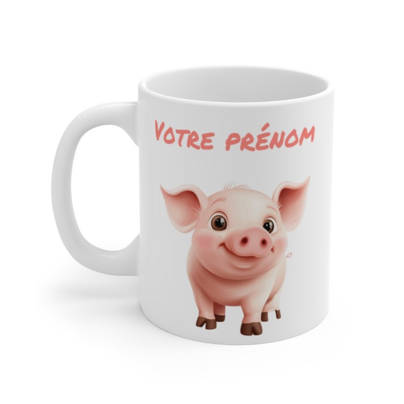 Mug Tasse Animal Personnalisable avec Prénom - Adorable Cochon  Tasse en Céramique Idéale pour un Cadeau Unique et Original