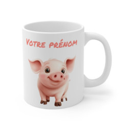 Mug Tasse Animal Personnalisable avec Prénom - Adorable Cochon  Tasse en Céramique Idéale pour un Cadeau Unique et Original
