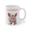 Mug en Céramique Personnalisé - Petit Cochon Rose avec Lunettes Tasse Originale avec Prénom pour un Cadeau Fun et Unique