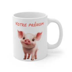 Tasse Mug Personnalisée avec Prénom – Mug en Céramique Adorable Cochon Idée Cadeau Unique