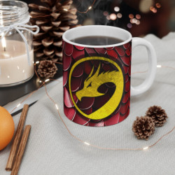 Mug Dragon Légendaire - Tasse en Céramique avec Design Écailles et Emblème Doré,  Fantaisie et de Mythologie