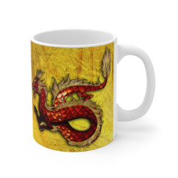 Mug Dragon Impérial - Tasse en Céramique avec Dragon Rouge et Fond Doré, Mythologie et de Culture Asiatique