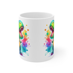 Mug Dino Arc-en-Ciel - Tasse en Céramique avec Dinosaure Coloré et Effet Splash, Amateurs de Fun et de Fantaisie