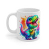 Mug Dino Arc-en-Ciel - Tasse en Céramique avec Dinosaure Coloré et Effet Splash, Amateurs de Fun et de Fantaisie