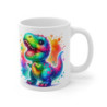 Mug Dino Arc-en-Ciel - Tasse en Céramique avec Dinosaure Coloré et Effet Splash, Amateurs de Fun et de Fantaisie