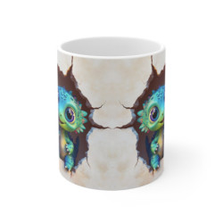 Mug Tasse Dinos Casse-Mur - Deux Bébés Dinos, Parfaite pour les Amateurs de Designs Ludiques et Colorés