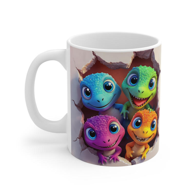 Tasse Mug Dinos Espiègles - Petits Dinos Amusants, Idéale pour les Enfants et les Amoureux de Créatures Préhistoriques