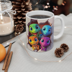 Tasse Mug Dinos Espiègles - Petits Dinos Amusants, Idéale pour les Enfants et les Amoureux de Créatures Préhistoriques