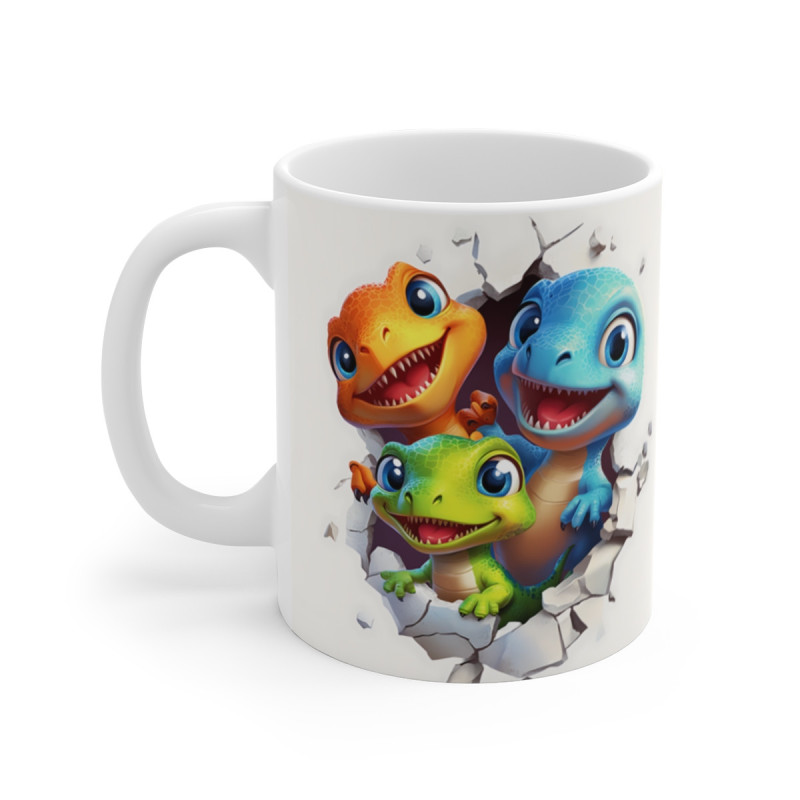 Mug Tasse Dino Crew - Quatre Dinosaures Amusants, Idéale pour les Amateurs de Fun et d’Aventure Préhistorique