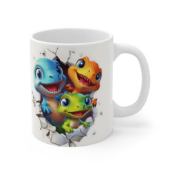 Mug Tasse Dino Crew - Quatre Dinosaures Amusants, Idéale pour les Amateurs de Fun et d’Aventure Préhistorique